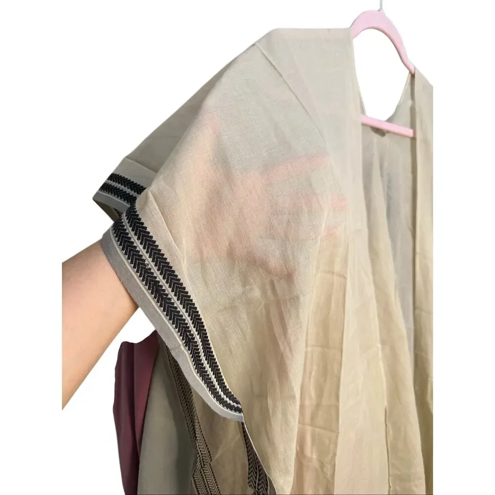 Eileen Fisher‎ Organic Cotton Natural Serape Wrap Scarf Brand New